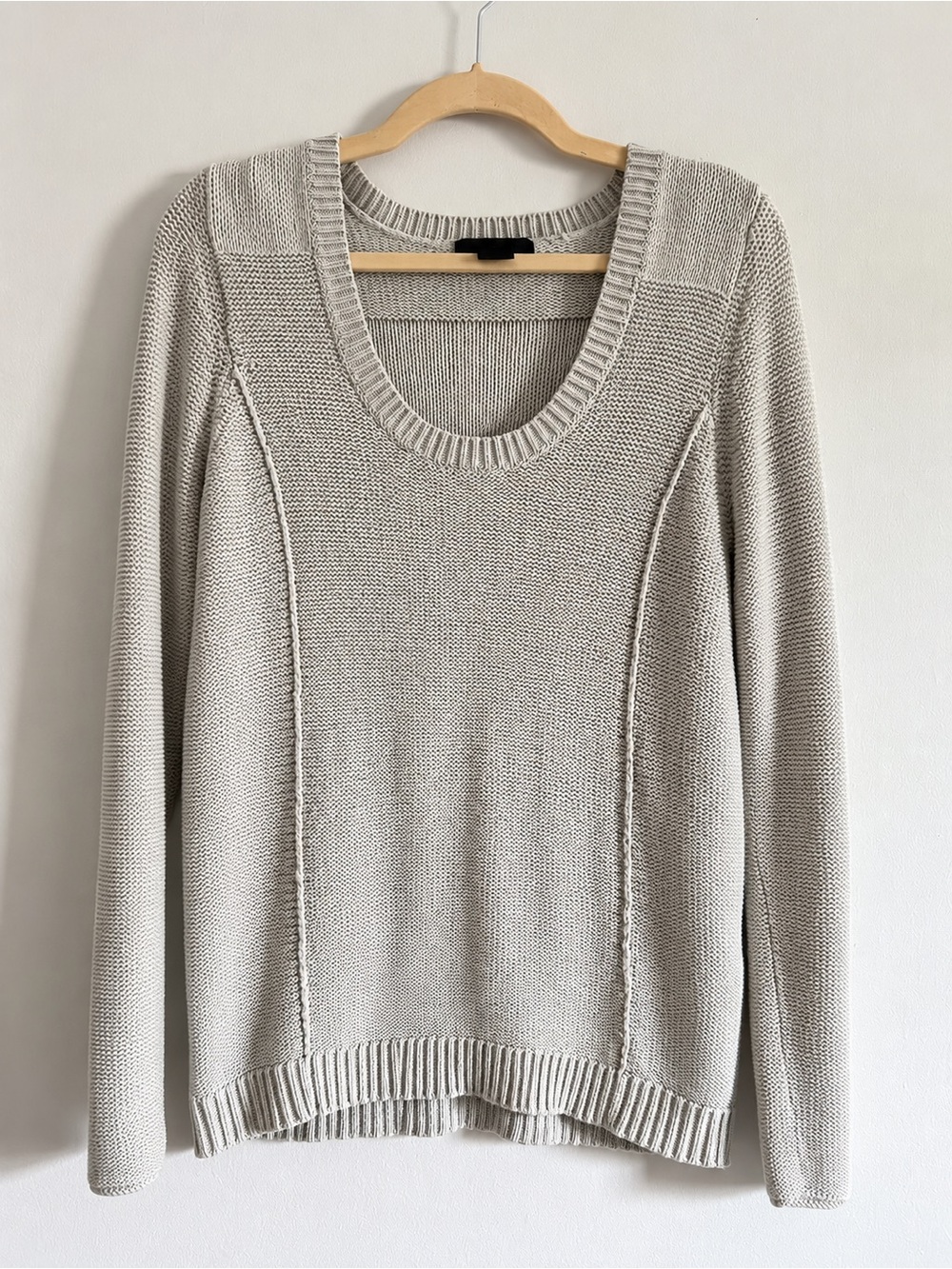 Eddie Bauer Scoop Neck Knit Sweater in Light Taupe